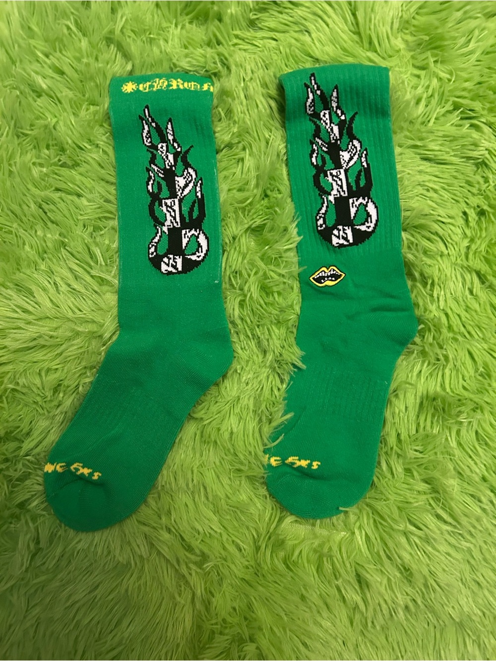 Green Snake Graphic Crew Socks - Unbranded
